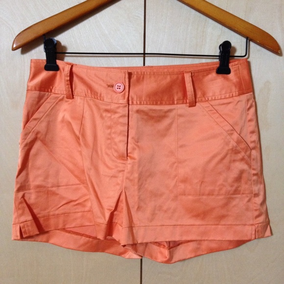 Bobby J satin orange shorts Size 5/6 pockets loops - Picture 1 of 4