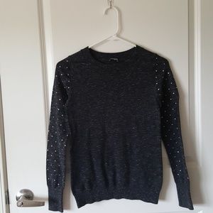 Express Crew Grey Sweater w/ Accented Sleeve