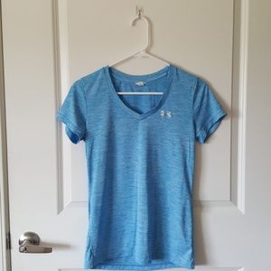 UnderArmour HeatGear Baby Blue V-neck Workout Tee