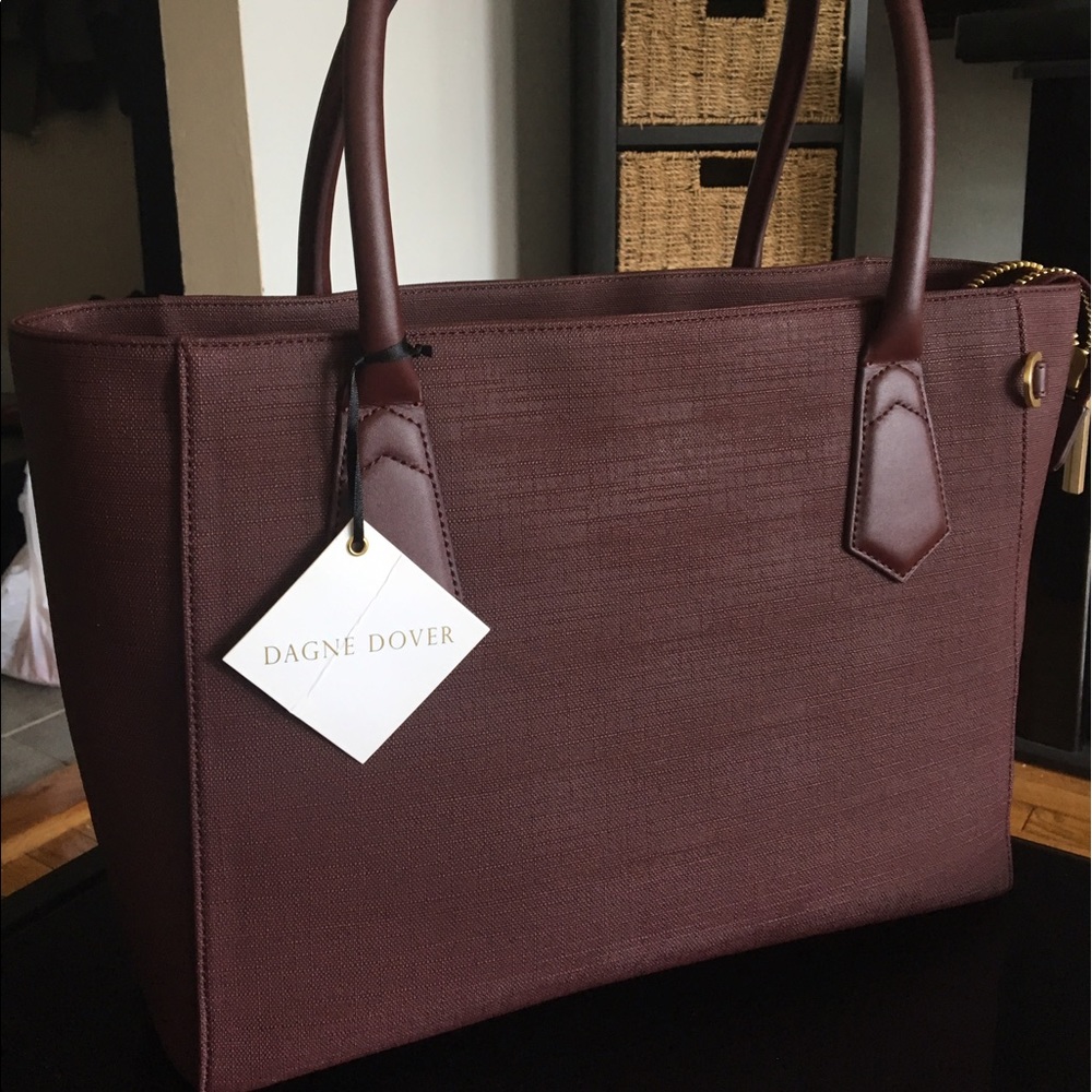 Dagne Dover 13 inch classic tote in oxblood