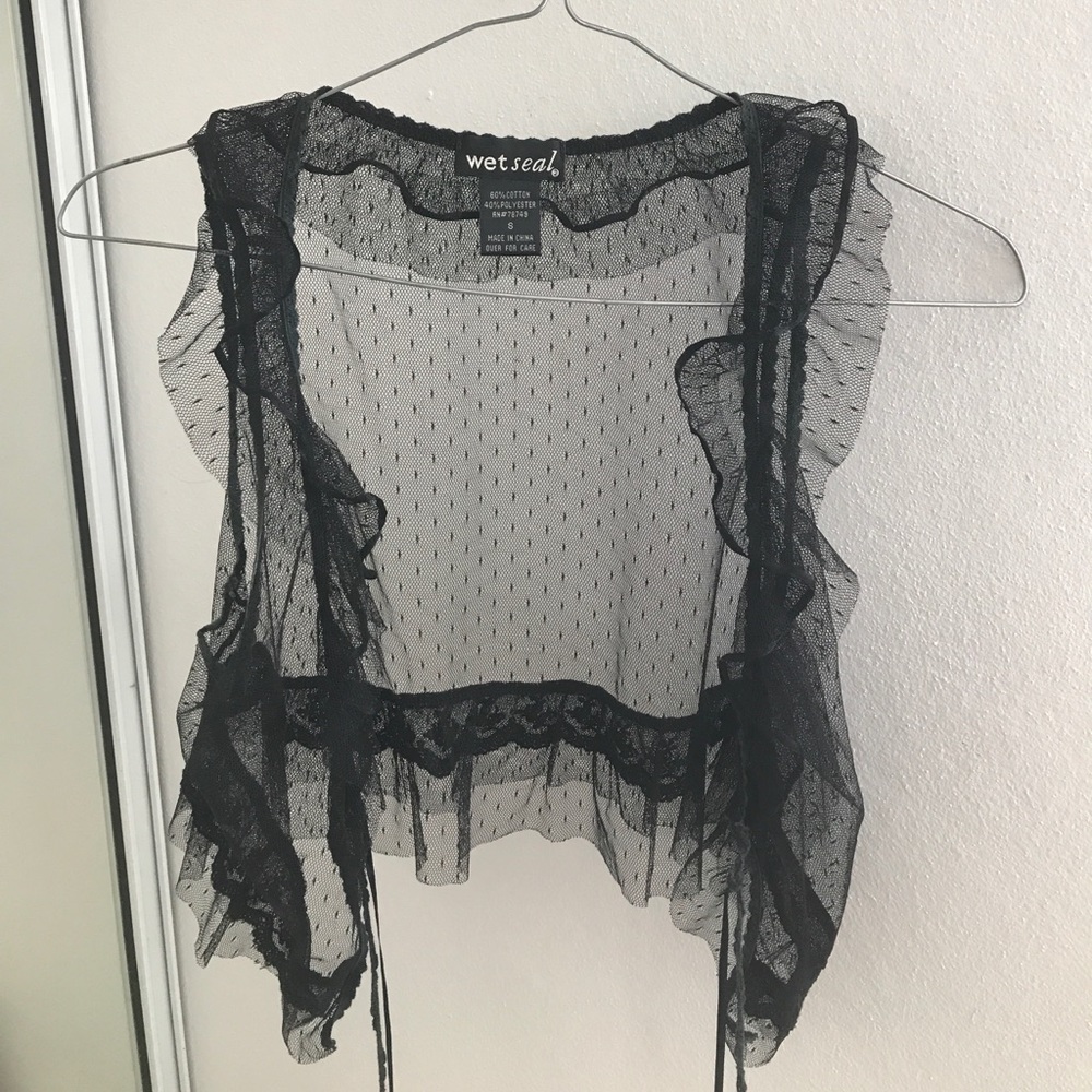 Lace mesh vest/crop top🖤