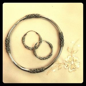 Balinese Sterling Silver Earrings and Bracelet