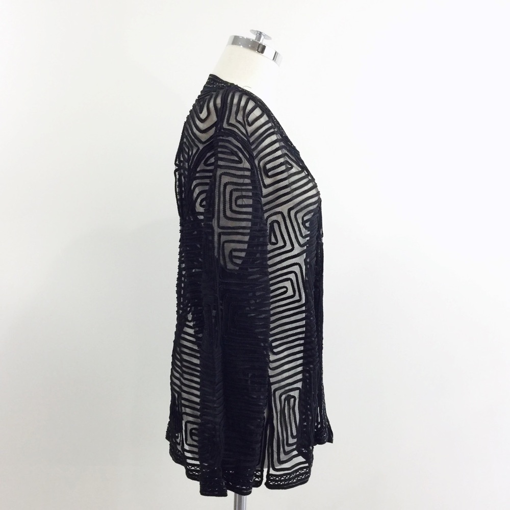 [ vintage ] Black lace sequins mesh open jacket - Picture 4 of 8