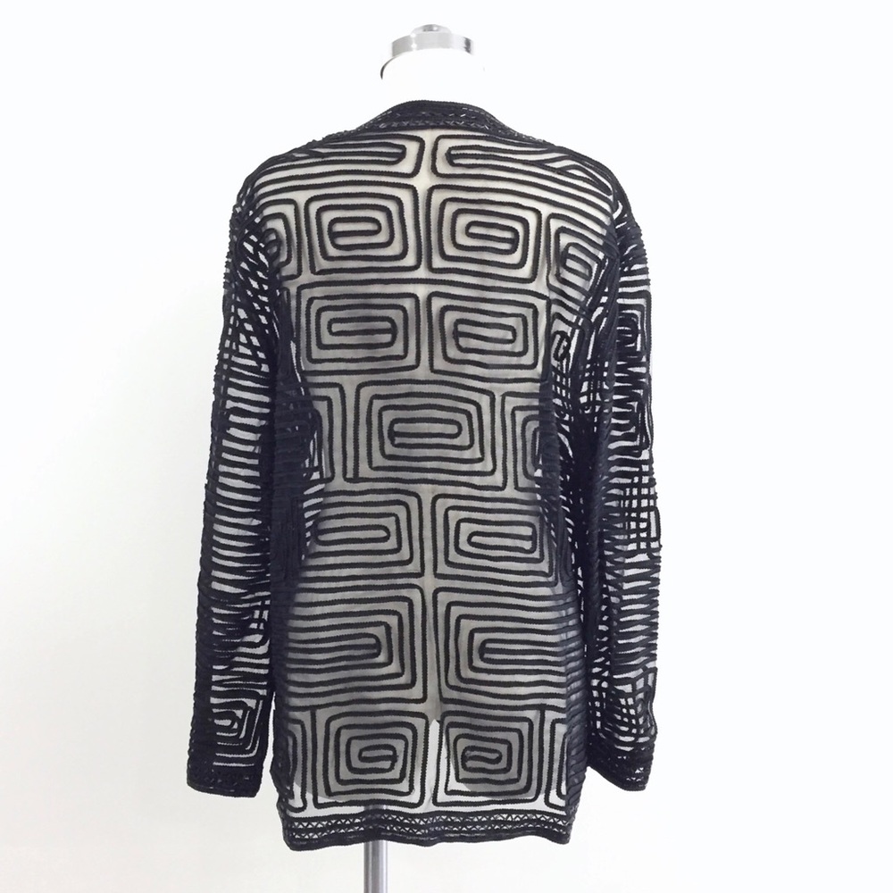 [ vintage ] Black lace sequins mesh open jacket - Picture 5 of 8