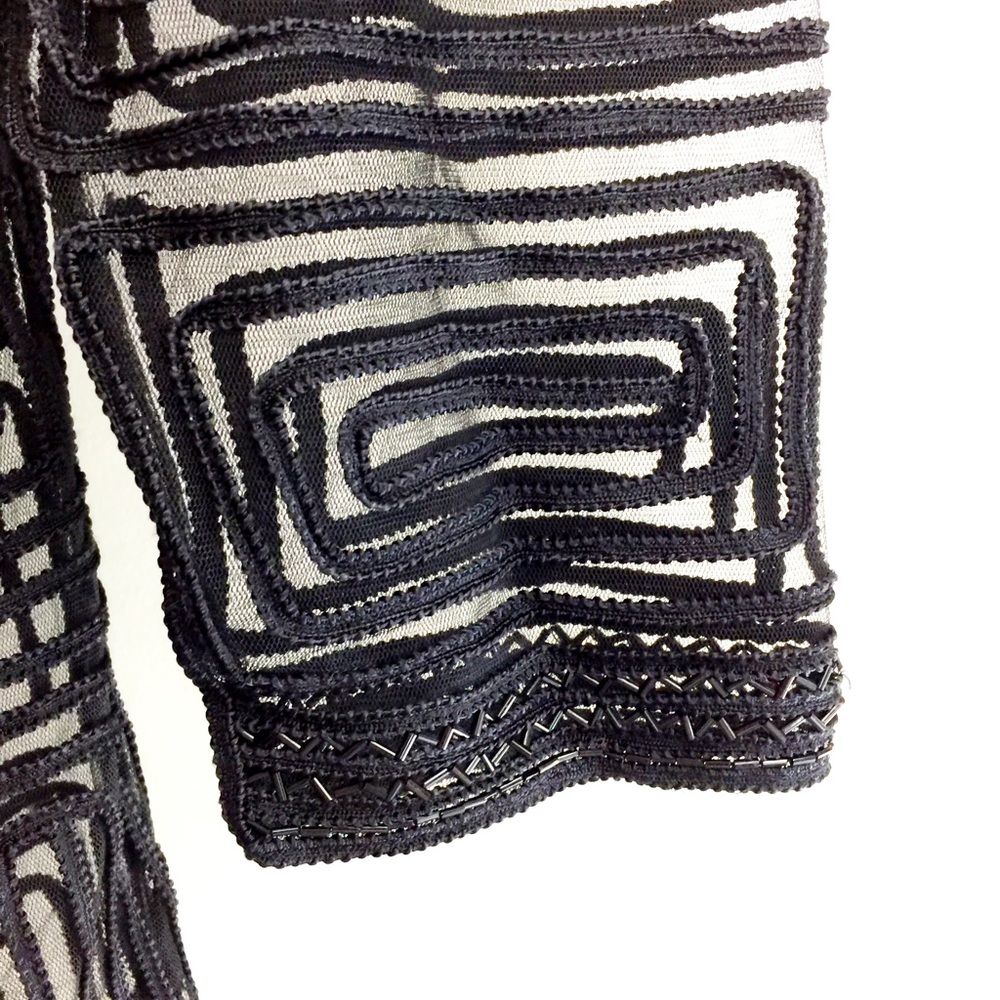 [ vintage ] Black lace sequins mesh open jacket - Picture 7 of 8