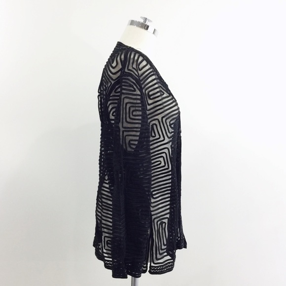 [ vintage ] Black lace sequins mesh open jacket - Picture 4 of 8