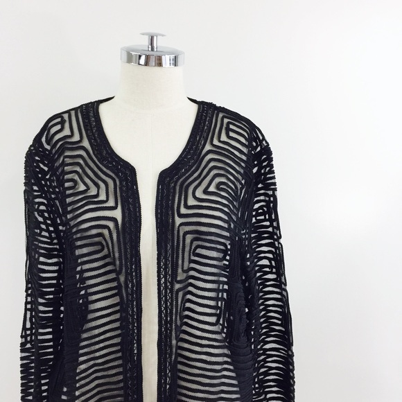 [ vintage ] Black lace sequins mesh open jacket - Picture 8 of 8