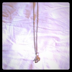 Silver and diamond forever angel charm