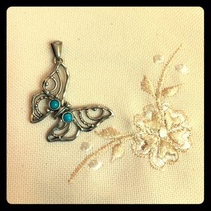 Sterling Silver and Turquoise Butterfly Pendant