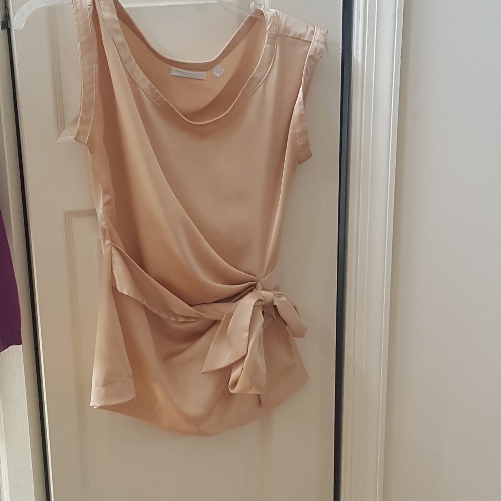 Satin blouse with attached sash