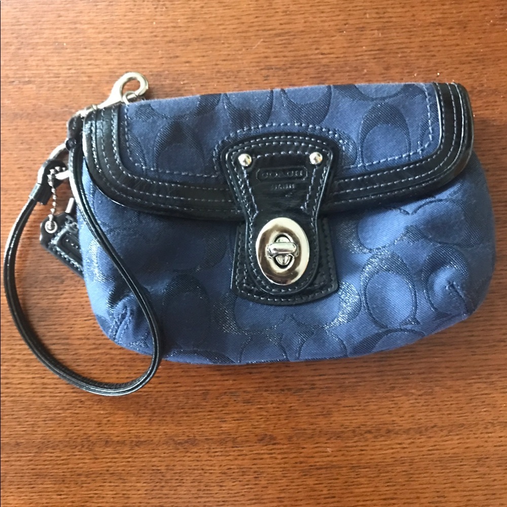 COACH Monogram Wristlet Navy Blue