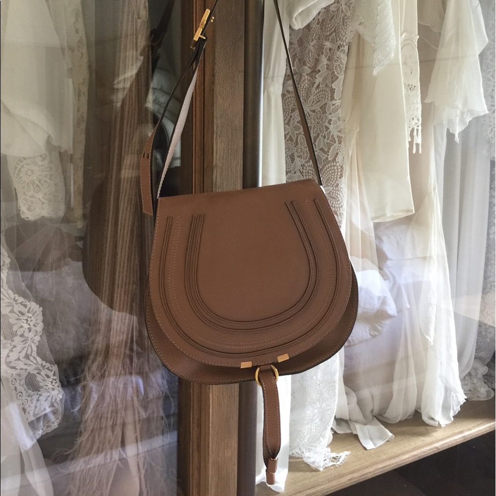 Chloé Marcie Medium Round Crossbody Bag in Nut NWT