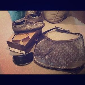 Shoes, purse, sunglasses