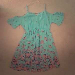 Flowy Flowery Off the Shoulder Dress