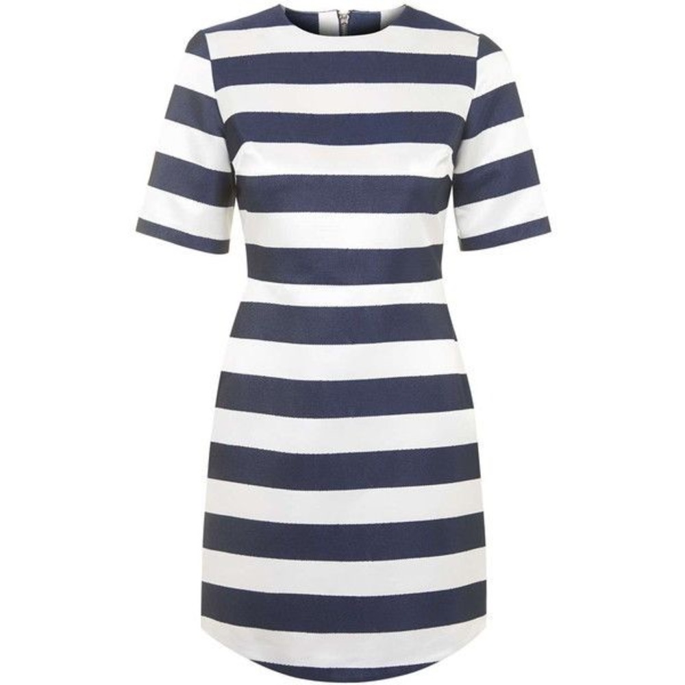 Topshop Navy Stripe Sheath Dress