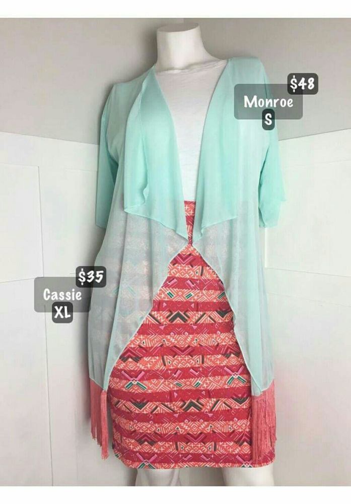 Lularoe Monroe turquoise and coral size small