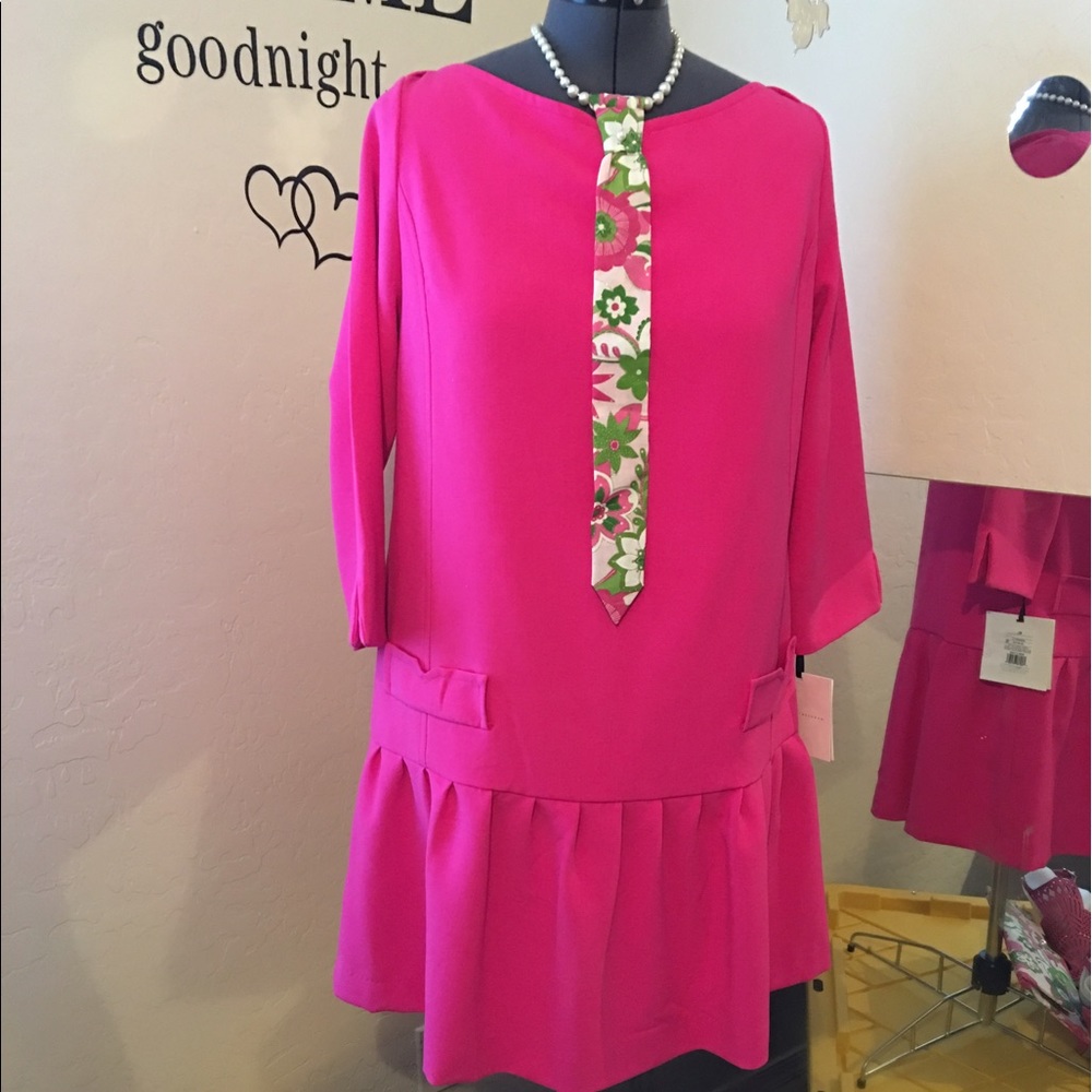 Victoria Beckham Fuchsia Twill hem dress