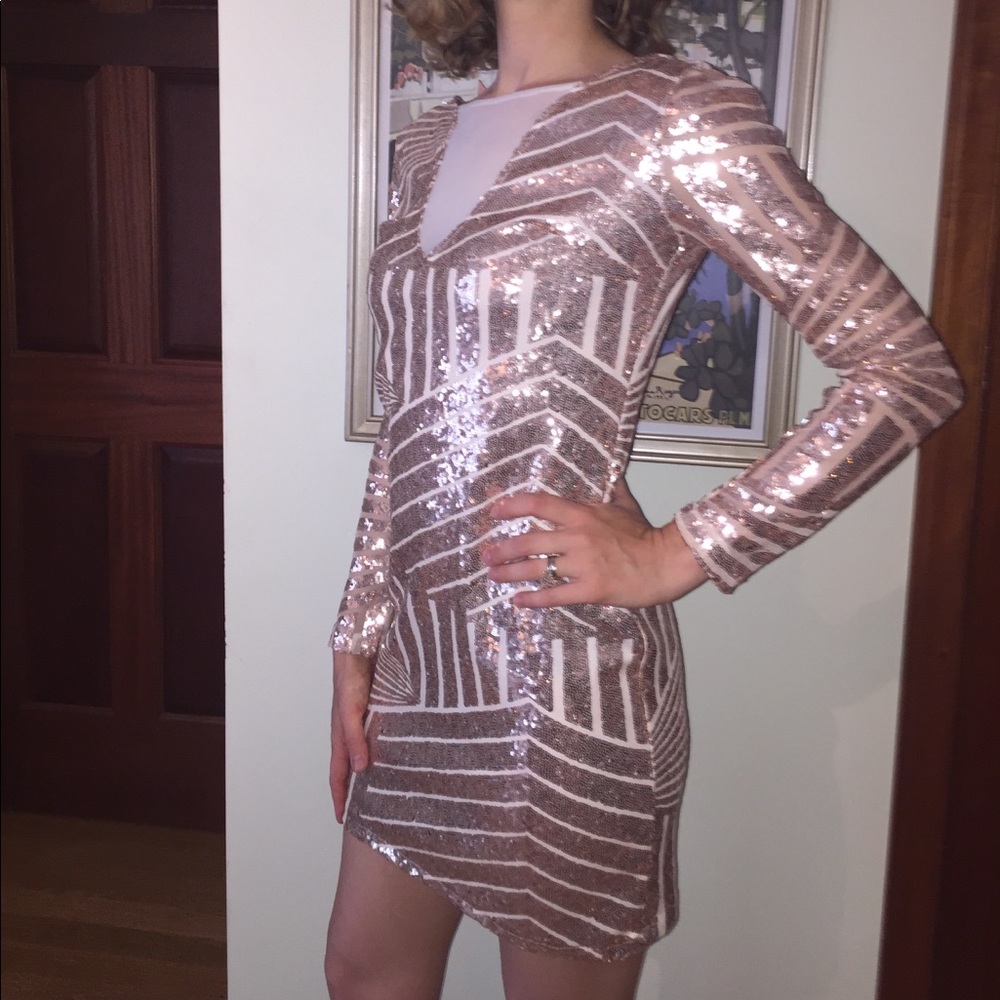 Backless Sequin bodycon Gold/White party dress