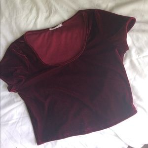 Red Wine Velvet 90s Crop Top