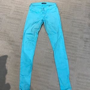 Pastel blue / turquoise colored skinny jeans