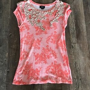 Anthropologie - Small - Coral Lace Print Tee