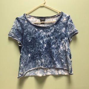Rue 21 cropped blue and white mixed top