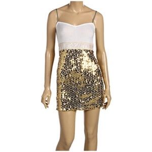 Free People "Steph's Sparkle" Dress - Gold Sequins