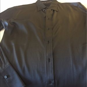 Ralph Lauren French cuffed black silk blouse