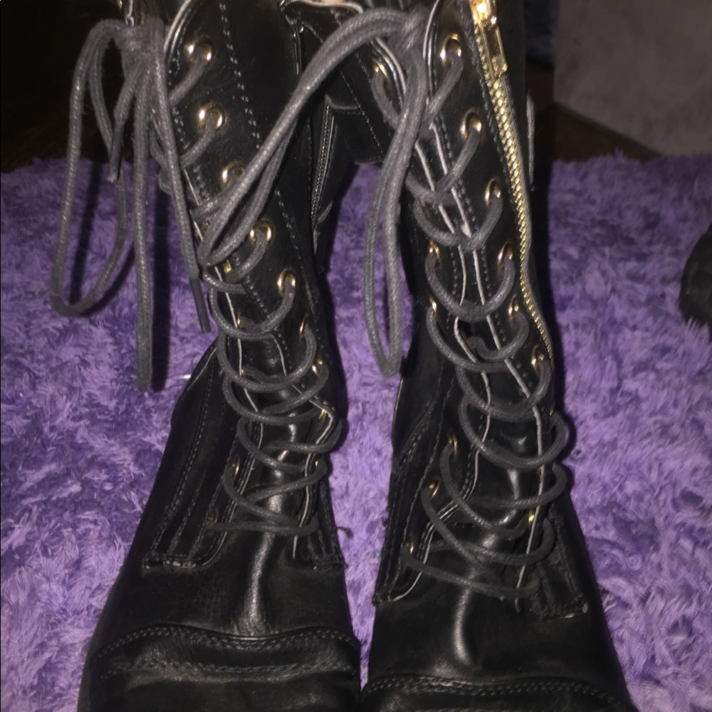 Black combat boots