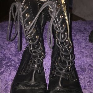 Black combat boots