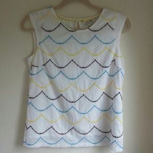 Boden Scallop Dot Embroidery Top