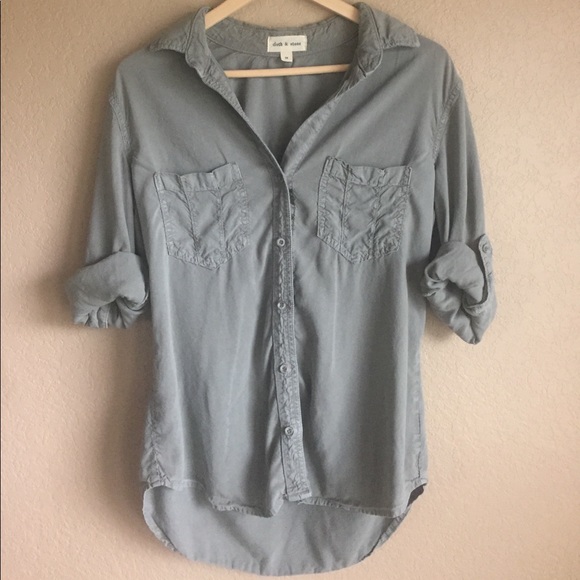 Anthropologie Tops - Anthropologie Cloth & Stone Olive Button Down