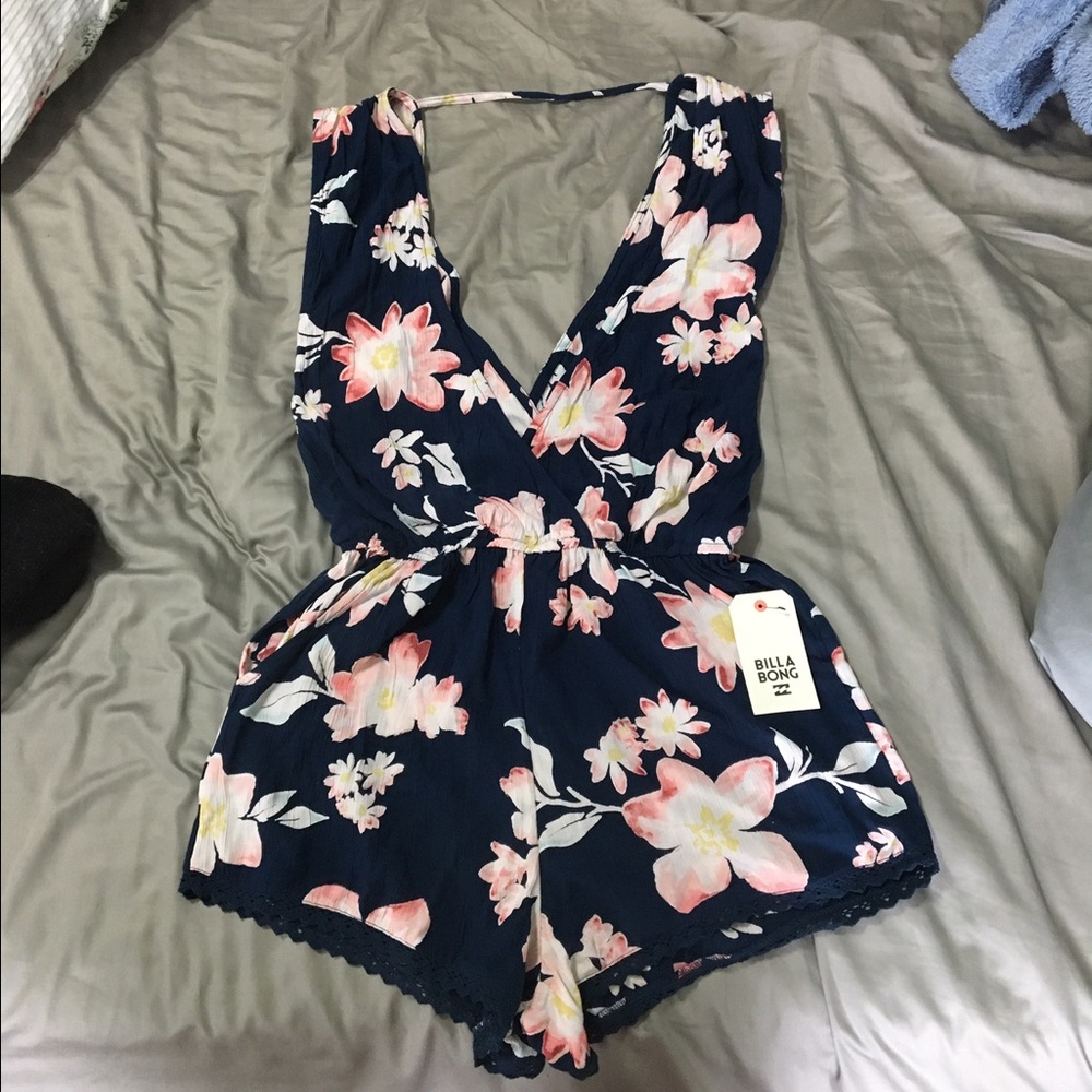 Billabong Floral And Navy Romper