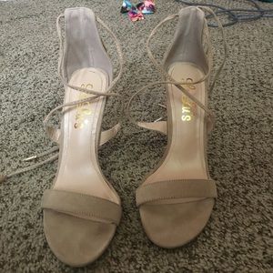 Strappy Faux Suede Heels