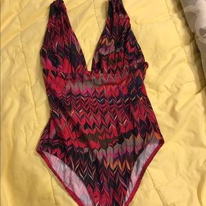 Calvin klein deep vneck multicolor swim suit 8