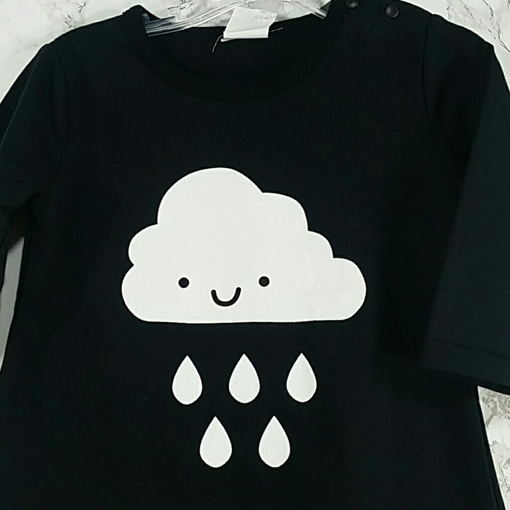 White Happy Cloud Romper. Kids - Picture 2 of 4