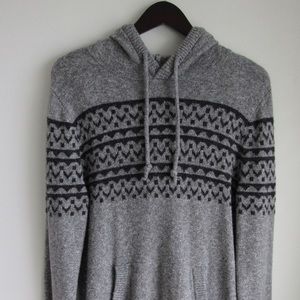 Men's Gray and Black Knitted Hoodie