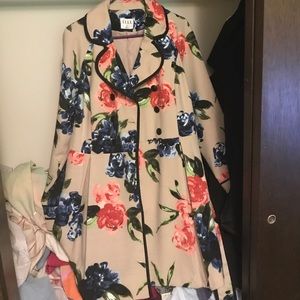 Jacket, crepe, black piping