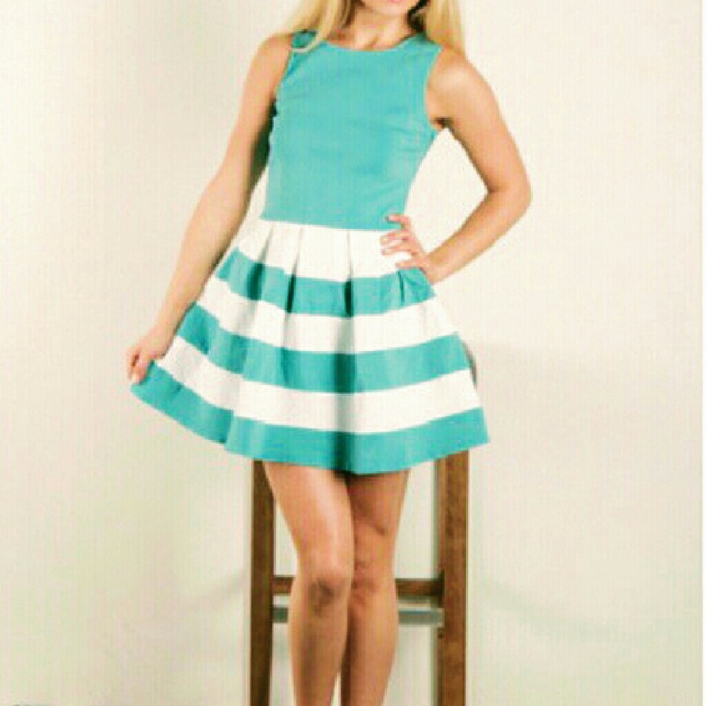 Color block fit n flare dress