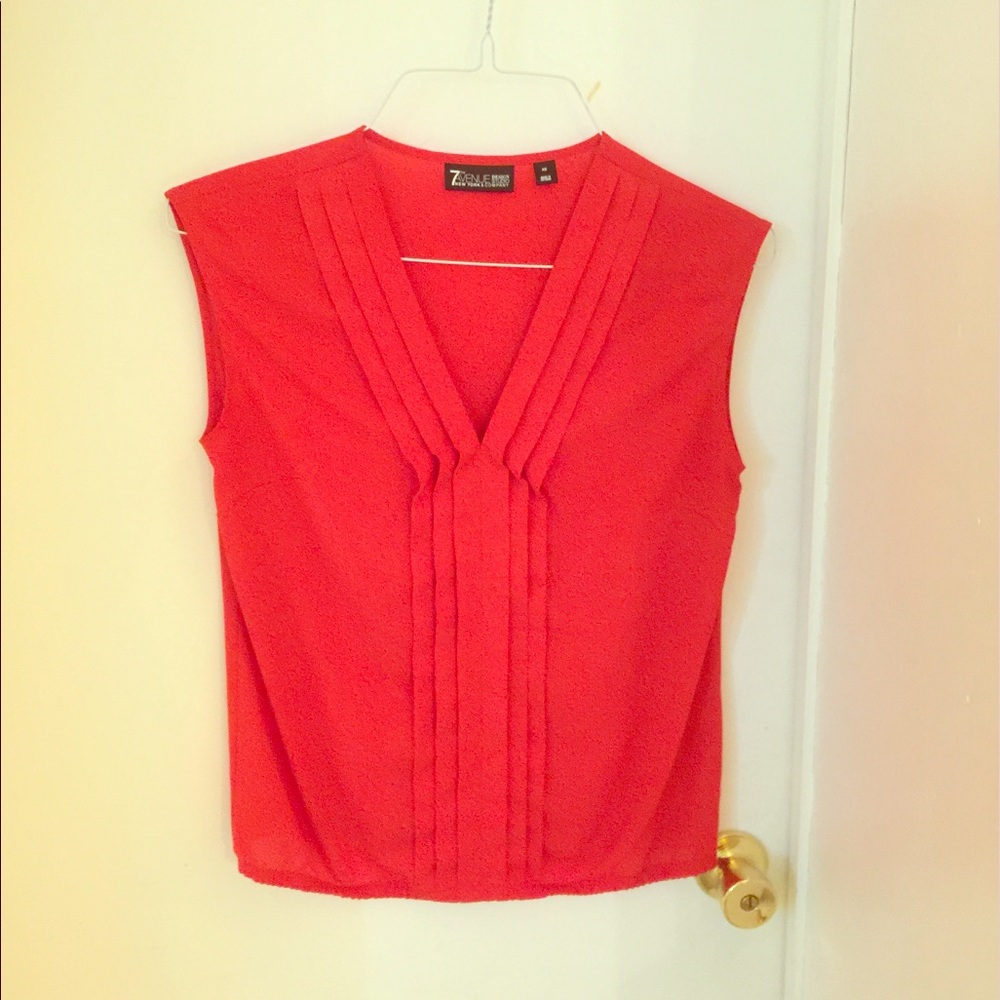 New York and Company Red Pleaded Blouse