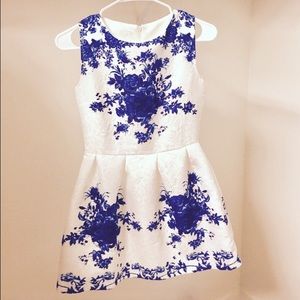 White and Blue Floral Dress