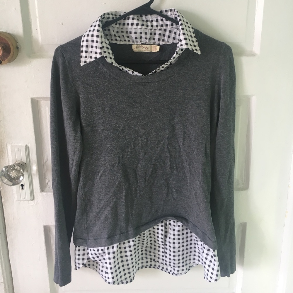 Faded Glory sweater with sewn in collared shirt