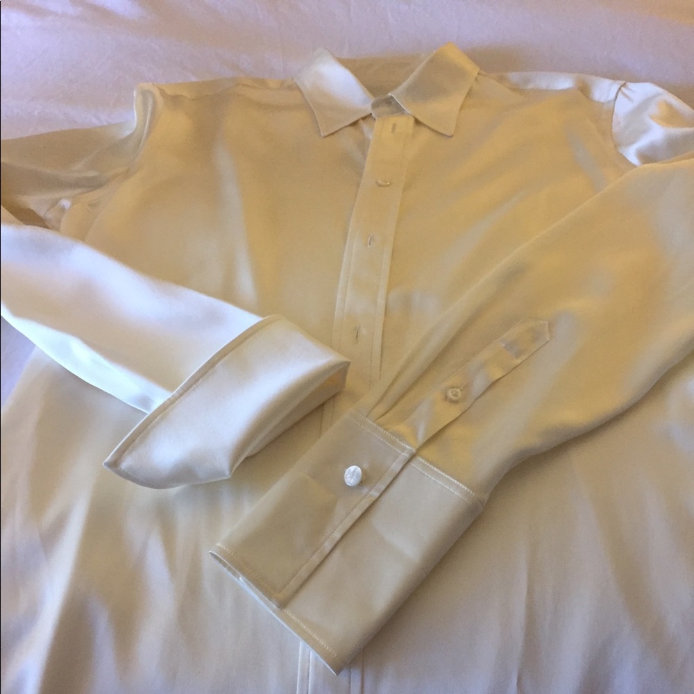 Ralph Lauren Ivory French Cuffed Silk Shirt