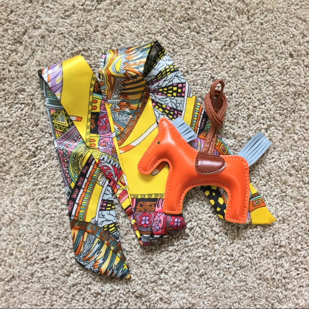 ⚡️SALE!!⚡️ 2pcs Silk Twilly + 1 pc Rodeo Bag Charm
