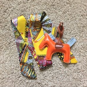 ⚡️SALE!!⚡️ 2pcs Silk Twilly + 1 pc Rodeo Bag Charm