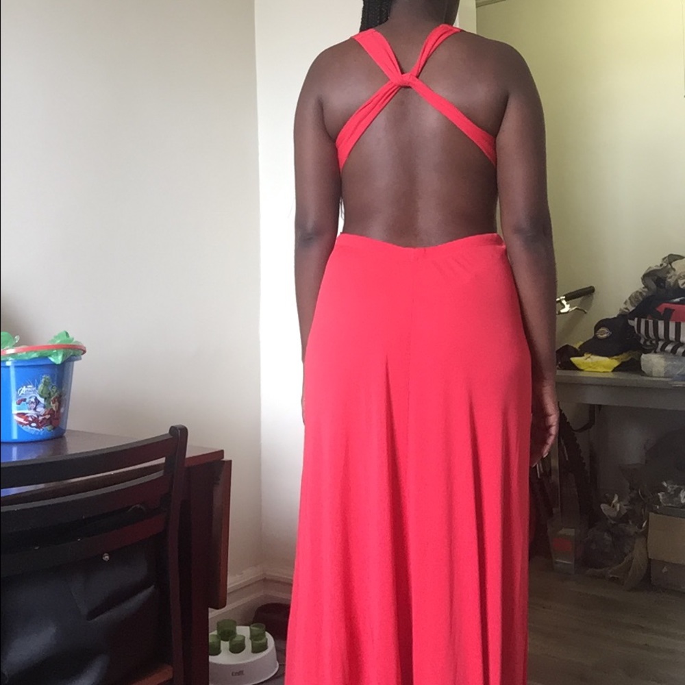 BCBG MAXAZRIA Red Olesya Draped cut out Gown - Picture 5 of 6