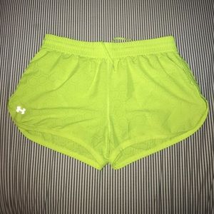 Neon yellow UA Heatgear shorts Sz M