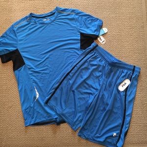 Men's Fila Dri-fit top and shorts.
