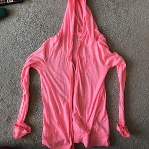 Light weight pink zip up hoodie