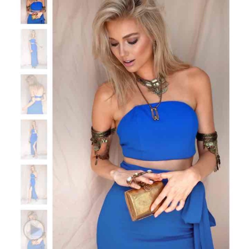 Royal blue Sabo skirt two-piece crop top skirt